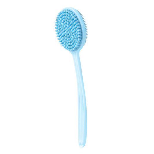 Blue long-handle silicone back massage brush